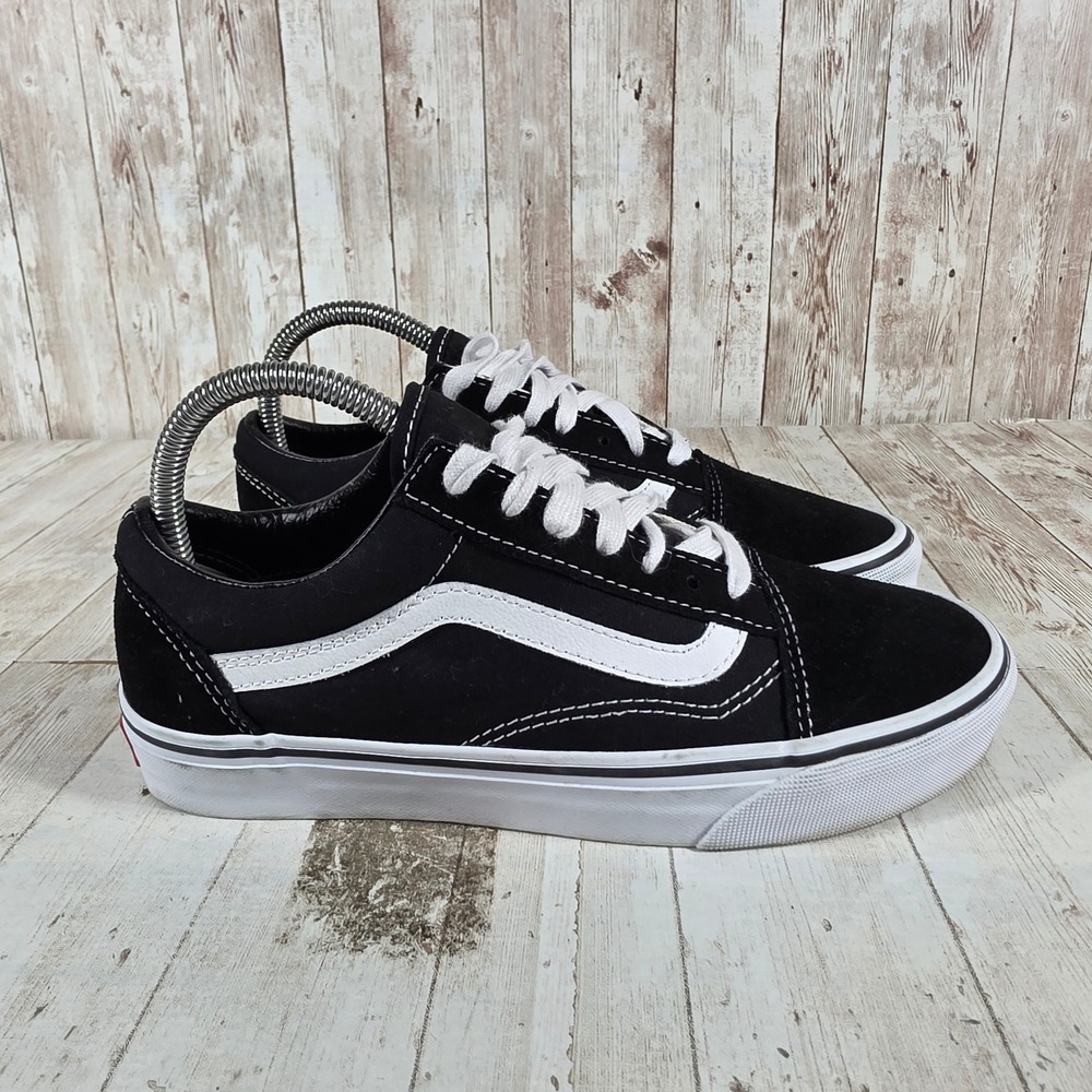 Vans Old Skool Black White Suede Canvas Low Top Skate Shoes Womens 7 Mens 5.5